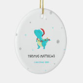 おもしろいベビーキッズ恐竜のクリスマス名 セラミックオーナメント (右)