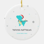 おもしろいベビーキッズ恐竜のクリスマス名 セラミックオーナメント (裏面)