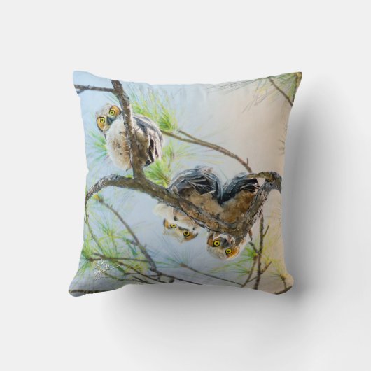 おもしろいベビーフール付きリム/イエローアイズファインアート クッション (裏面)