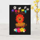 おもしろいベビーライオンキング：ハクナマタタアートデザイン カード (黄色い花)