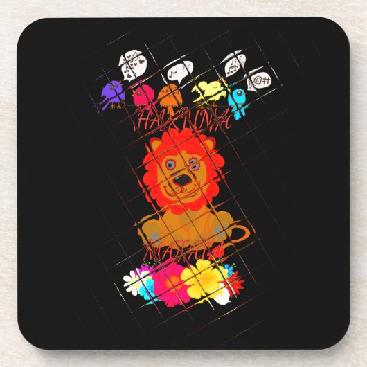 おもしろいベビーライオンキング:ハクナマタタアートデザイン コースター (正面)