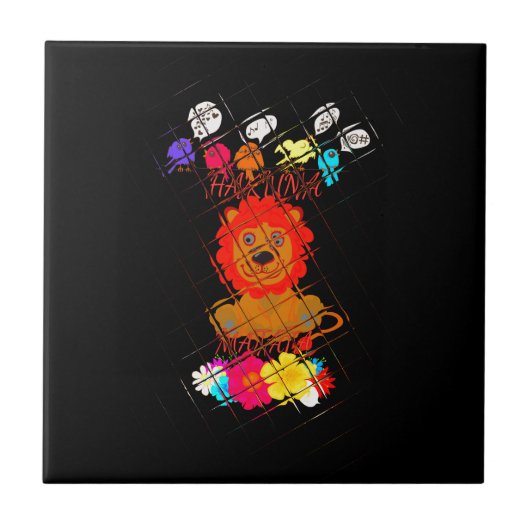 おもしろいベビーライオンキング：ハクナマタタアートデザイン タイル (正面)