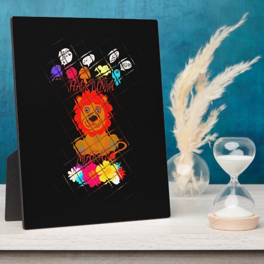 おもしろいベビーライオンキング：ハクナマタタアートデザイン フォトプラーク (側面)