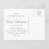 おもしろいベビーワンピースピンクとブルーの性別の明け インビテーションポストカード (裏面)