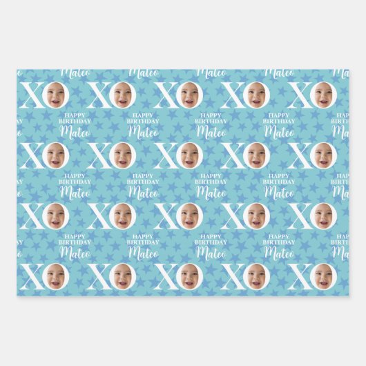 おもしろいベビー写真コラージュパーソナライズされた ラッピングペーパーシート (正面)