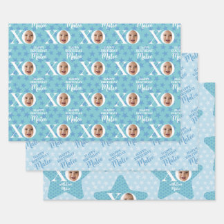 おもしろいベビー写真コラージュパーソナライズされた ラッピングペーパーシート