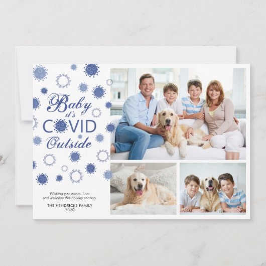おもしろいベビー外でITはCOVID 3枚の写真 シーズンカード (正面)