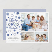 おもしろいベビー外でITはCOVID 3枚の写真 シーズンカード (正面/裏面)