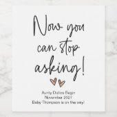 おもしろいベビー妊娠の発表 ワインラベル (シングルラベル)