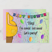 おもしろいベビー私のアウト来パーティー漫画招待状 招待状 (正面/裏面)