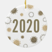 おもしろいベビー2020年外の金ゴールド セラミックオーナメント (裏面)