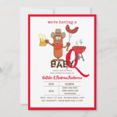 おもしろいベビー-Q BBQソーセージボーイモダンガール 招待状 (正面)