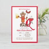 おもしろいベビー-Q BBQソーセージボーイモダンガール 招待状 (スタンド正面)