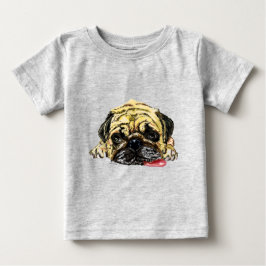 おもしろいベビーTシャツ(パグ犬) ベビーTシャツ