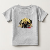 おもしろいベビーTシャツ（パグ犬） ベビーTシャツ (裏面)