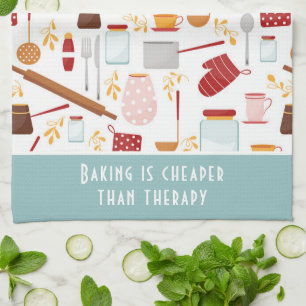 おもしろいベーキングことわざモダンキッチンブルー キッチンタオル