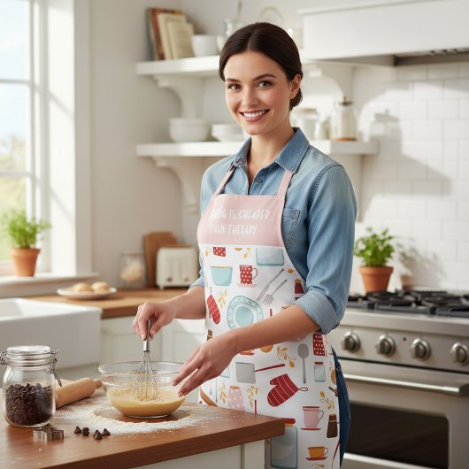 おもしろいベーキングことわざモダンピンク エプロン