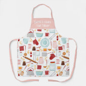おもしろいベーキングことわざモダンピンク エプロン (正面)
