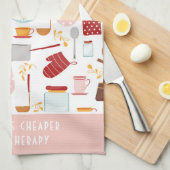 おもしろいベーキングことわざモダンピンク キッチンタオル (四つ折り)