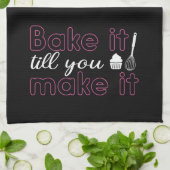 おもしろいベーキングはピンクプレイドになるまで焼く キッチンタオル (折り畳み)