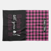 おもしろいベーキングはピンクプレイドになるまで焼く キッチンタオル (横)