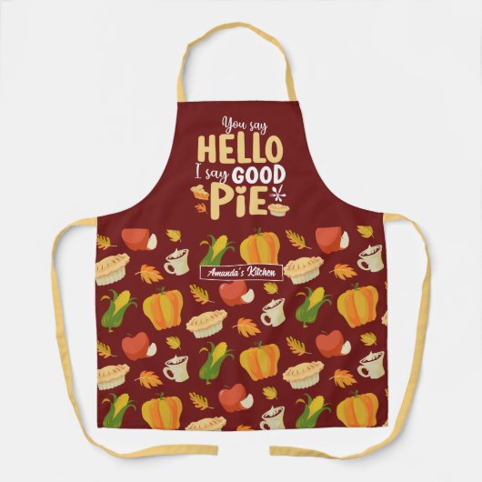 おもしろいベーキングパイふん感謝祭フードパターン エプロン (正面)