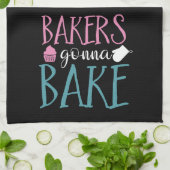 おもしろいベーキングベーカーズベイクオンズ白黒プレイド キッチンタオル (折り畳み)