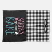 おもしろいベーキングベーカーズベイクオンズ白黒プレイド キッチンタオル (横)