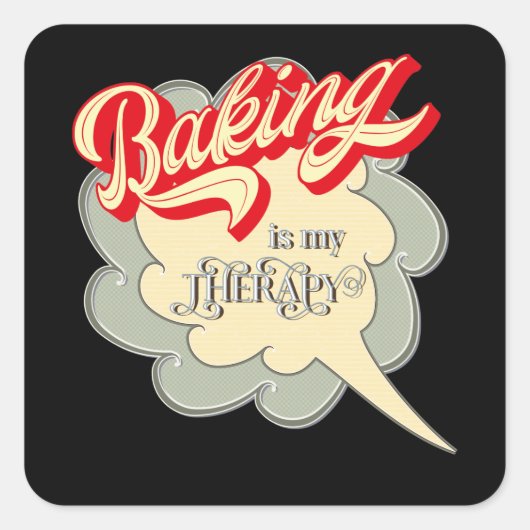 おもしろいベーキング愛好家ワードアート スクエアシール (正面)