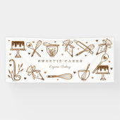 おもしろいベーキング料理器具木目ケーキベーカリー 横断幕 (横)