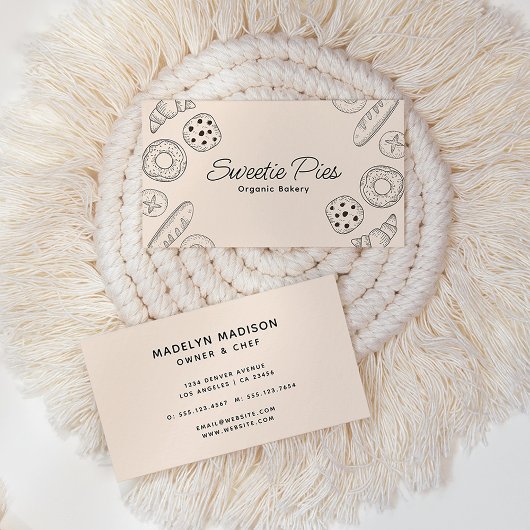 おもしろいベーキング&料理ブラック&ベージュ 名刺