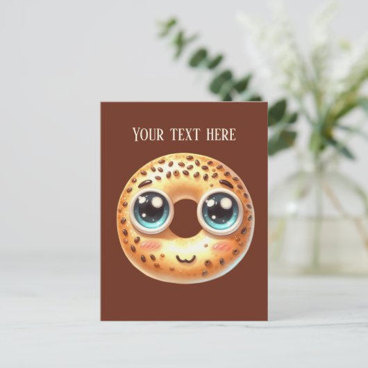おもしろいベーグル愛好家の追加文字 ポストカード (スタンド正面)