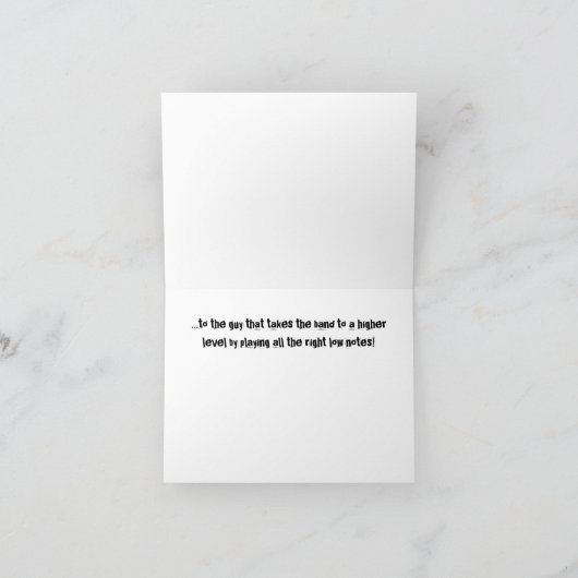 おもしろいベースのバスギタープレーヤーミュージシャン誕生日 カード (内部)