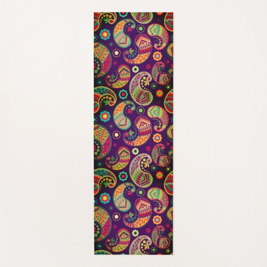 おもしろいペイズリーカラフルフローラボヘミア ヨガマット (正面)