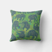 おもしろいペイズリーゾウ、ジャングルグリーン離れ枕 クッション (裏面)