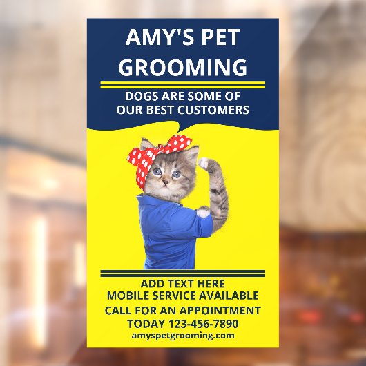 おもしろいペットのグルーミング/サロン ショップフロントをパーソナライズ ウィンドウサイン (シート2)