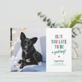 おもしろいペットのホリデー写真カード - 良い子になれる? シーズンカード (スタンド正面)
