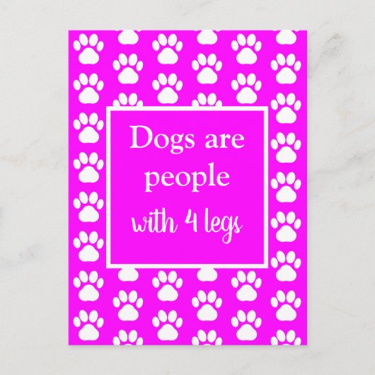 おもしろいペットの足の犬はピンクの四脚の人 ポストカード (正面)