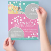 おもしろいペットサービスグルーミングドッグバブルフライヤー チラシ (手)