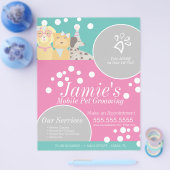 おもしろいペットサービスグルーミングドッグバブルフライヤー チラシ (シングル)