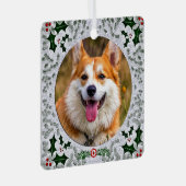 おもしろいペットフォトアグニュータータンチェックスコティッシュクリスマスツリー メタルオーナメント (正面右)