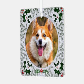 おもしろいペットフォトアグニュータータンチェックスコティッシュクリスマスツリー メタルオーナメント (正面左)