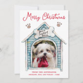 おもしろいペットフォトドッグメリークリスマス シーズンカード (正面)