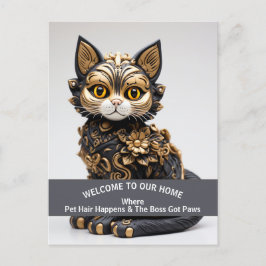 おもしろいペットフレンドリーホーム警告のボス猫 ポストカード