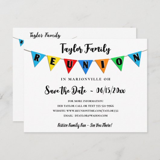 おもしろいペナントファミリー懇親会日付ポストカードの保存 ポストカード (正面/裏面)