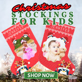 おもしろいペンギンあなたの写真名かわいいベビー幼児レッド スモールクリスマスストッキング