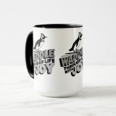 おもしろいペンギンが人生を歩き回る喜びのデザイン マグカップ (正面左)