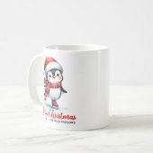 おもしろいペンギンアイススケーターホワイトレッドメリークリスマス コーヒーマグカップ (正面左)