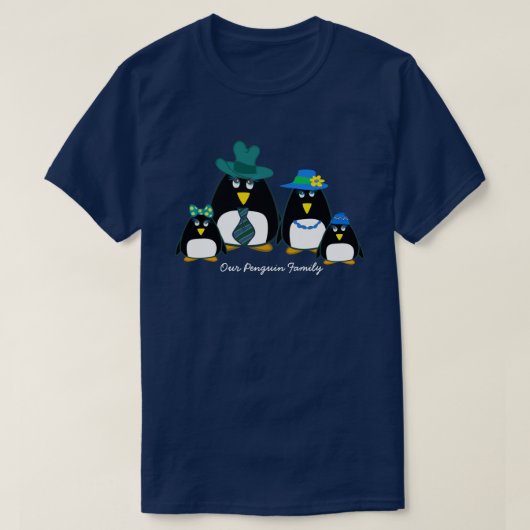 おもしろいペンギン家族4クリスマスTシャツ Tシャツ (デザイン正面)