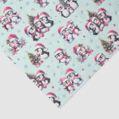 おもしろいペンギン柄ミントグリーンとピンクのクリスマス 薄葉紙 (詳細)